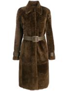 Drome Belted Fur Coat - Brown