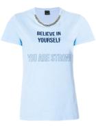 Pinko Print And Gemstone Embellished T-shirt - Blue
