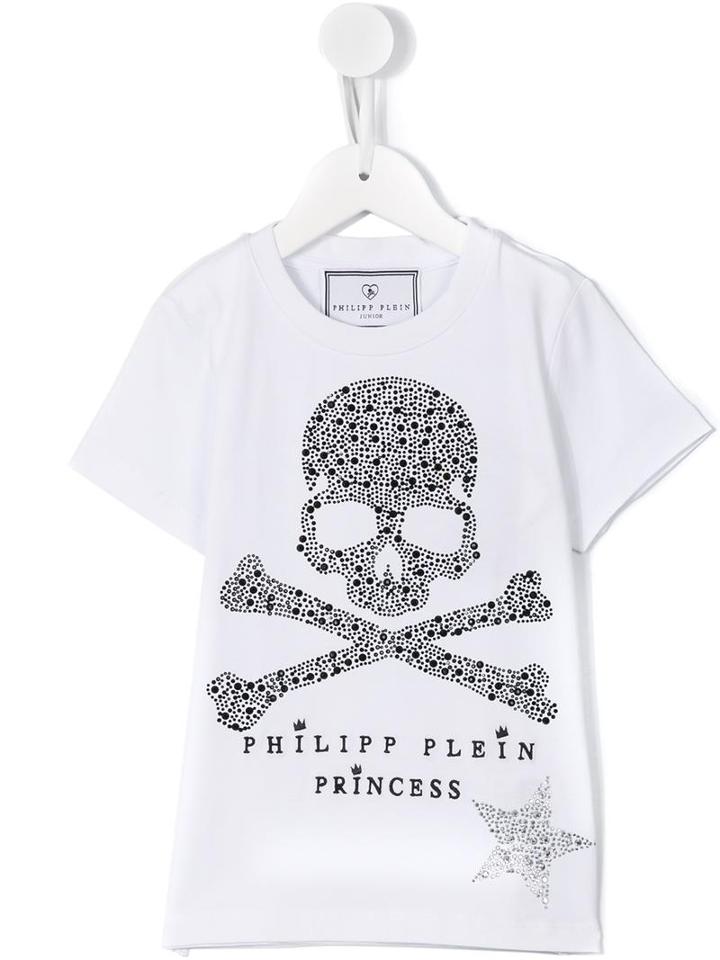 Philipp Plein Kids Skull Baby Logo T-shirt, Girl's, Size: 8 Yrs, White