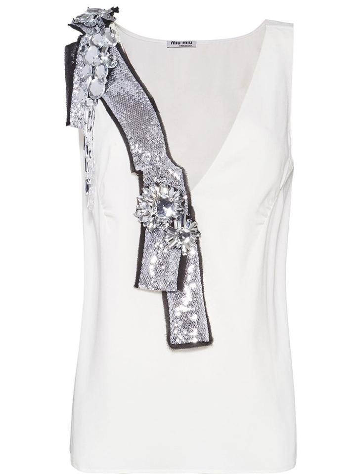 Miu Miu Sablé Sequin Vest - White