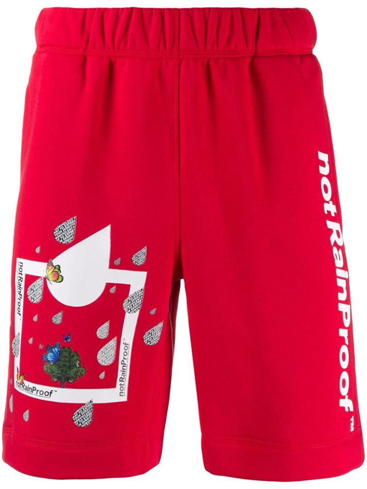 Styland Printed Jersey Shorts - Red