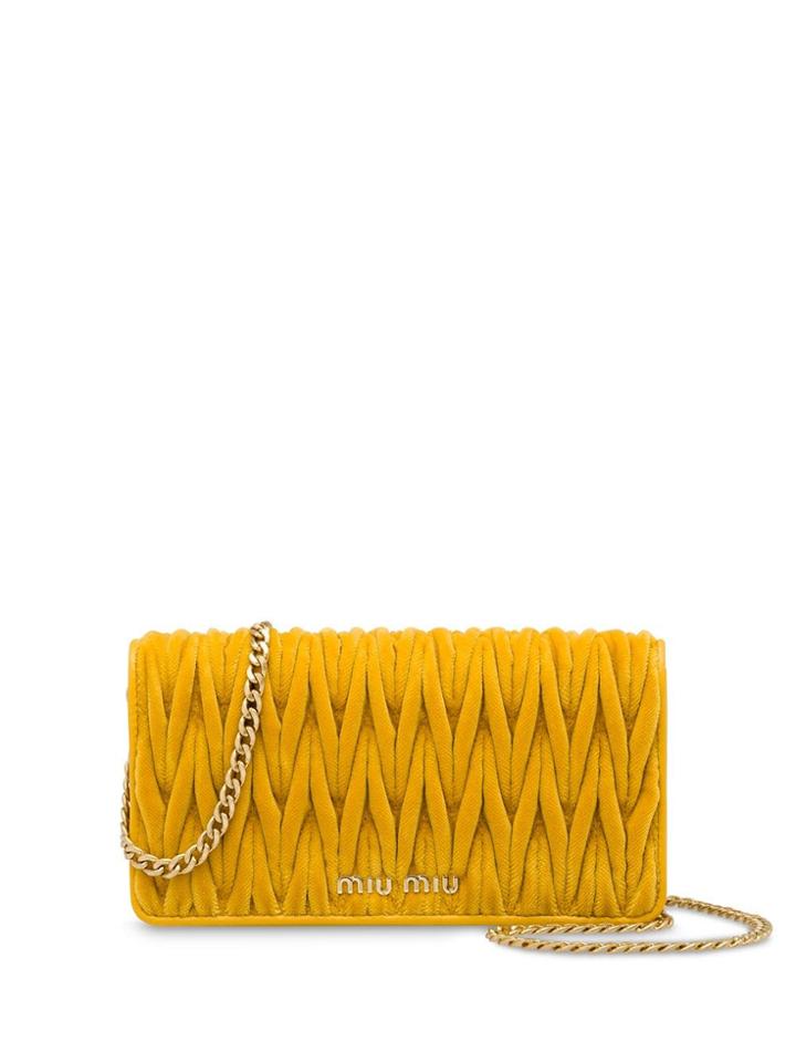 Miu Miu Matelassé Shoulder Bag - Yellow