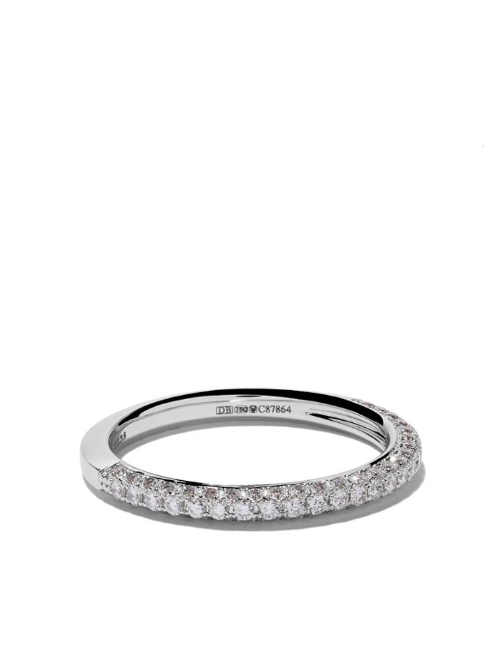 De Beers 18kt White Gold Db Darling Half Pavé Eternity Diamond Band -