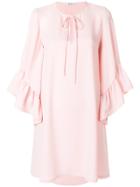 P.a.r.o.s.h. Peplum Cuffed Mini Dress - Pink & Purple