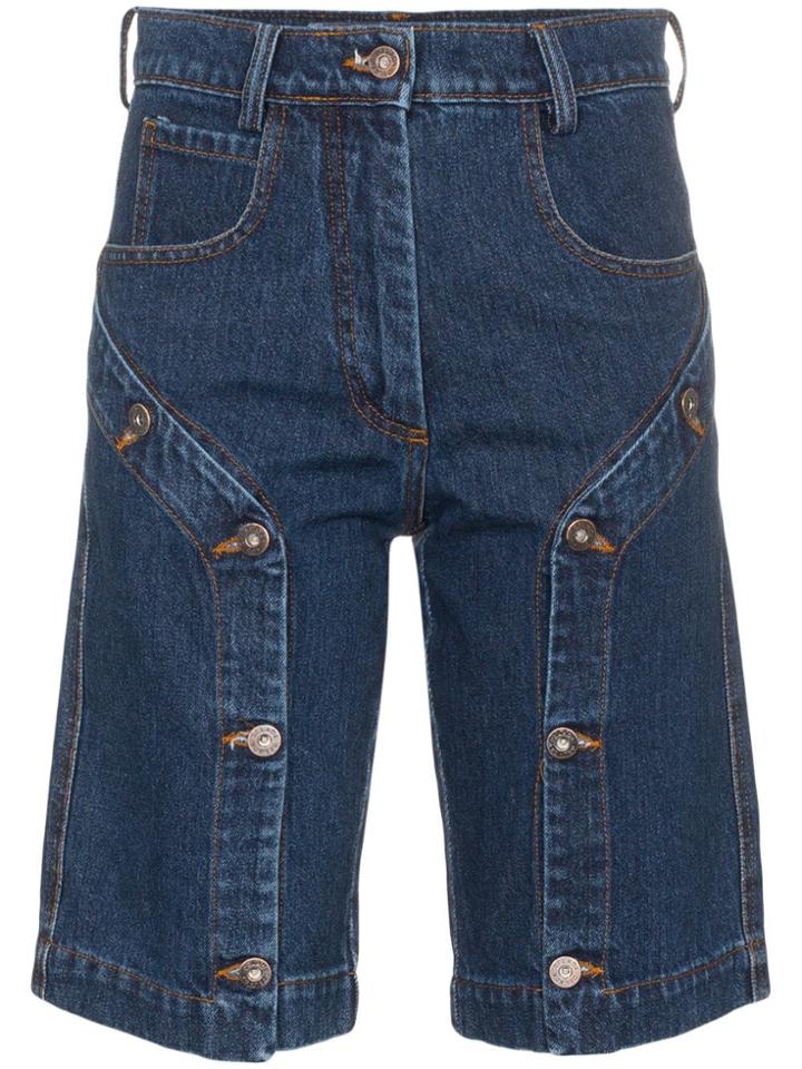 Delada Button Detail Denim Shorts - Blue
