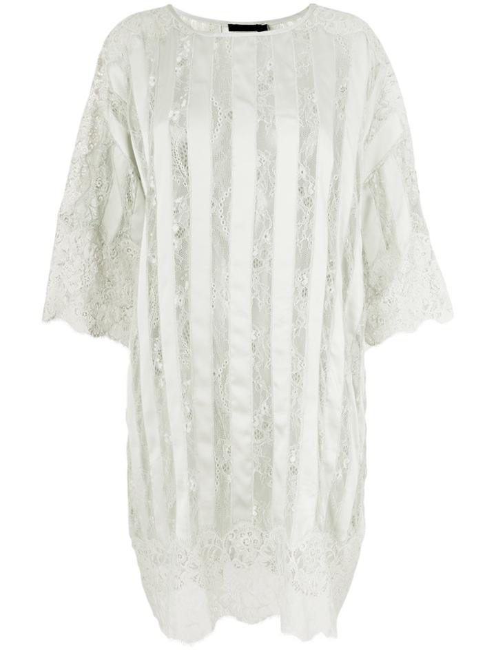 Amen Stripe And Lace Oversized Dress - Blue