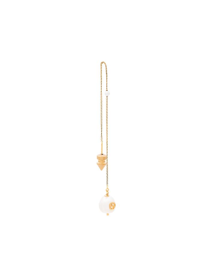 Gucci Single Faux Pearl Drop Earring - Metallic