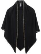 Agnona Trim Detail Scarf, Women's, Black, Polyester/cashmere/wool