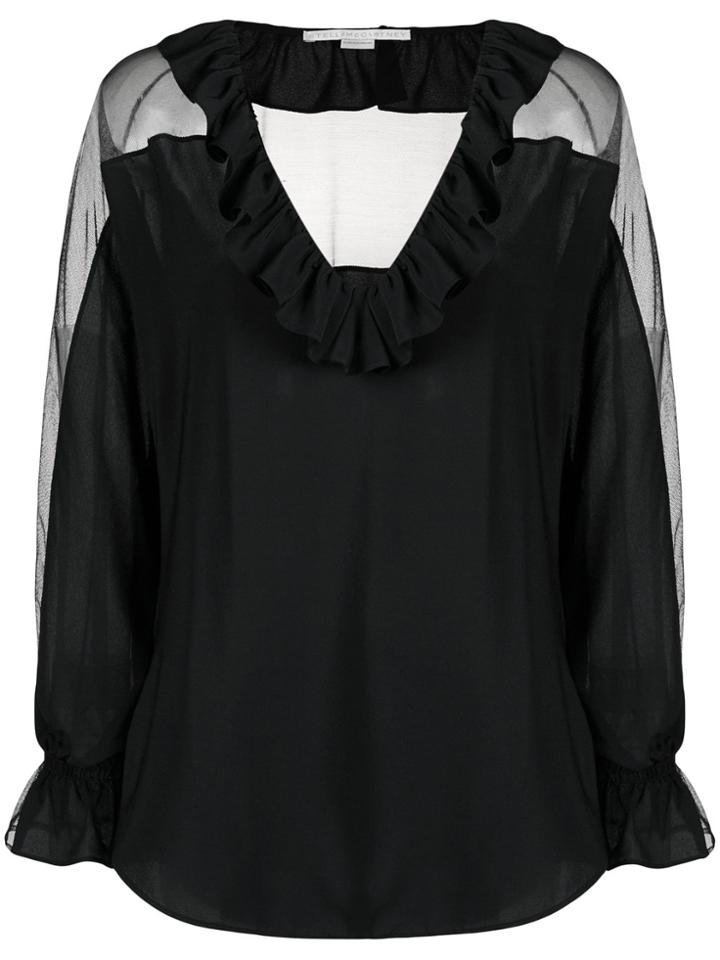 Stella Mccartney Sheer Ruffle Blouse - Black