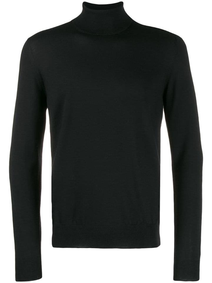Fay Turtleneck Fine Knit Sweater - Black