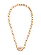 Chanel Vintage Turnlock Embellished Necklace, Women's, Metallic