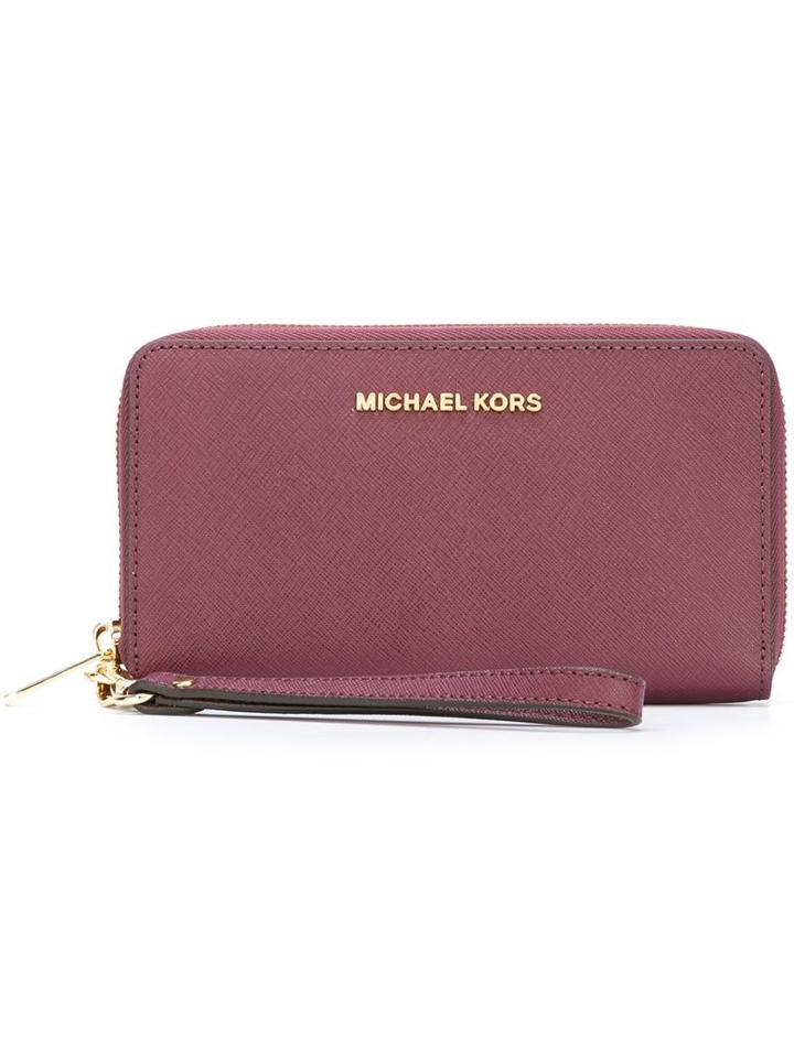 Michael Michael Kors 'jet Set Travel' Wristlet, Pink/purple, Leather