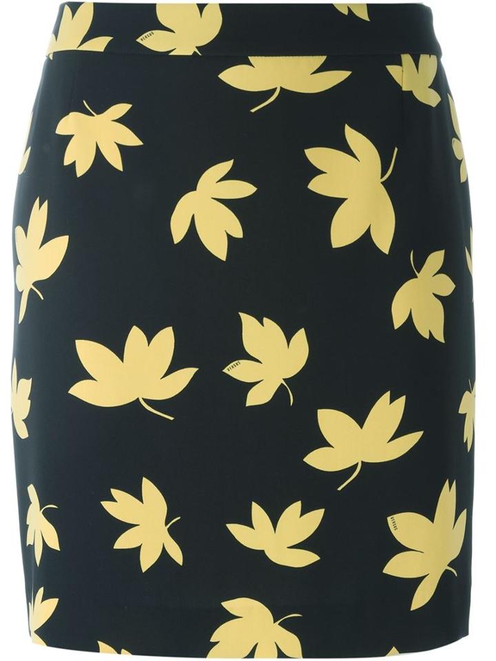 Versus Leaf Print Straight Skirt