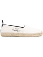 Saint Laurent Stitched Logo Espadrilles - Nude & Neutrals