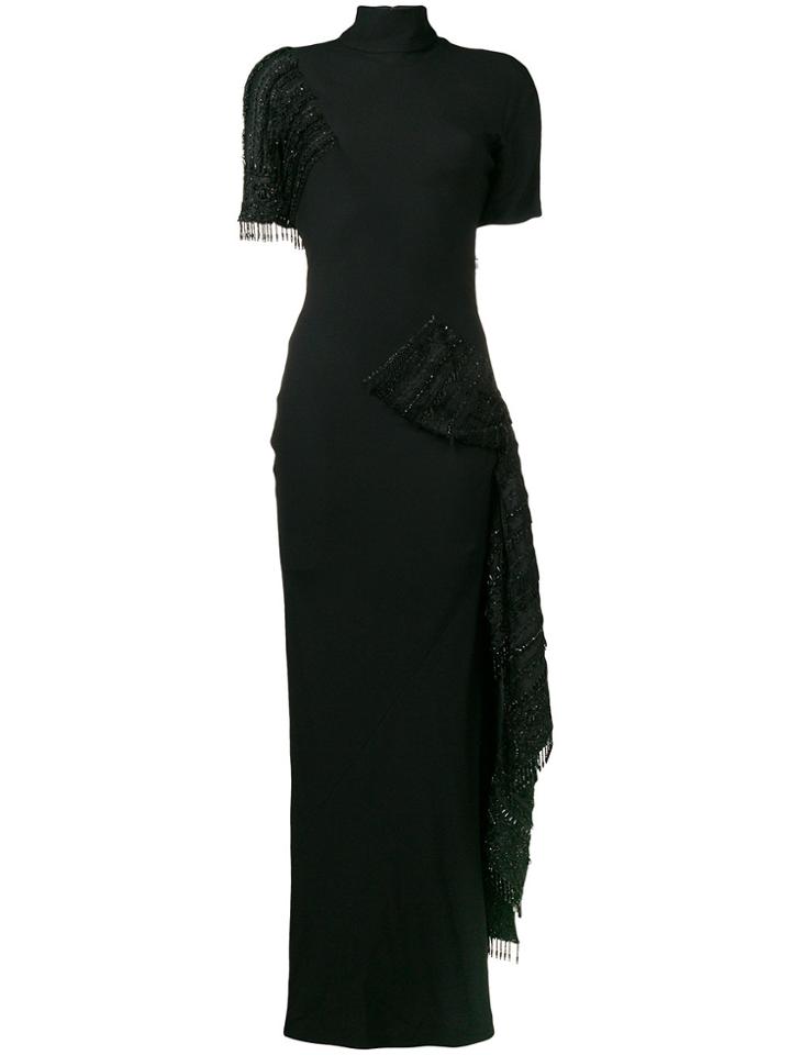 Christian Dior Vintage Embellished Fitted Dress - Black