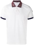 Moncler Bandana Print Collar Polo Shirt, Men's, Size: Xxl, White, Cotton/polyester