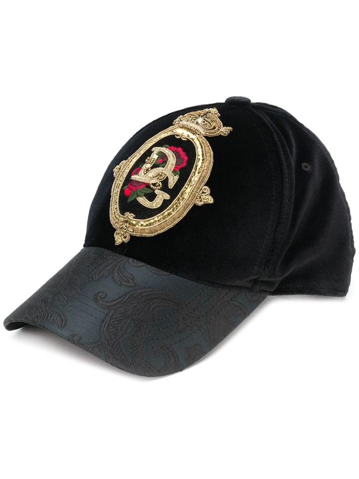 Dolce & Gabbana Embellished Logo Baseball Cap - Black