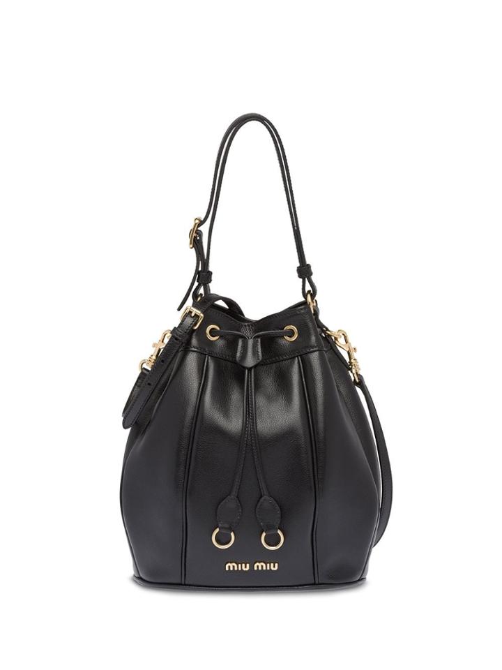 Miu Miu Drawstring Bucket Bag - Black