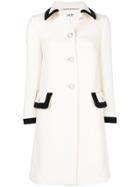 Miu Miu Button Embellished Contrast-trim Coat - White