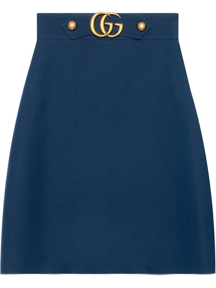 Gucci - Crêpe Wool Silk Skirt - Women - Silk/wool - 36, Blue, Silk/wool