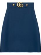 Gucci - Crêpe Wool Silk Skirt - Women - Silk/wool - 36, Blue, Silk/wool