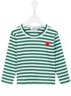 Comme Des Garçons Play Kids Heart Logo Striped T-shirt, Girl's, Size: 6 Yrs, White