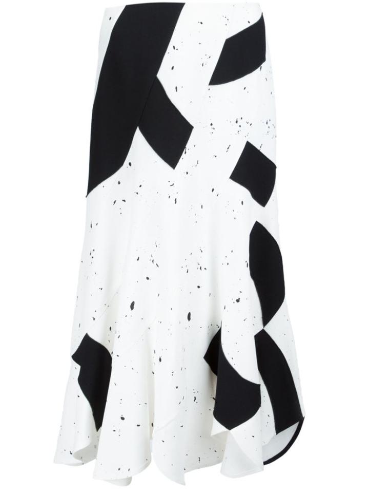 Derek Lam Contrast A-line Ruffled Skirt, Women's, Size: 40, Black, Acetate/viscose