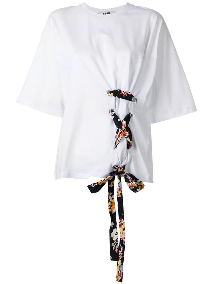 Msgm Lace Detail T-shirt, Women's, Size: Small, White, Cotton