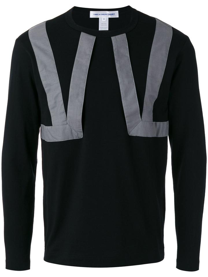 Comme Des Garçons Shirt Geometric Print Longsleeved T-shirt, Men's, Size: Medium, Black, Cotton
