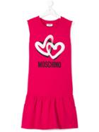 Moschino Kids Logo Heart Print Dress - Pink & Purple