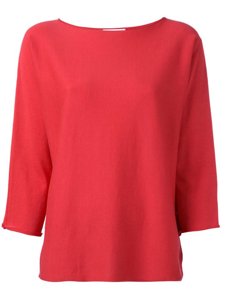 Fabiana Filippi Rolled Edge Knitted Top, Women's, Size: 50, Red, Cotton