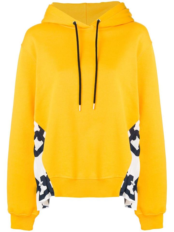 Msgm Pleated Panel Hoodie - Yellow