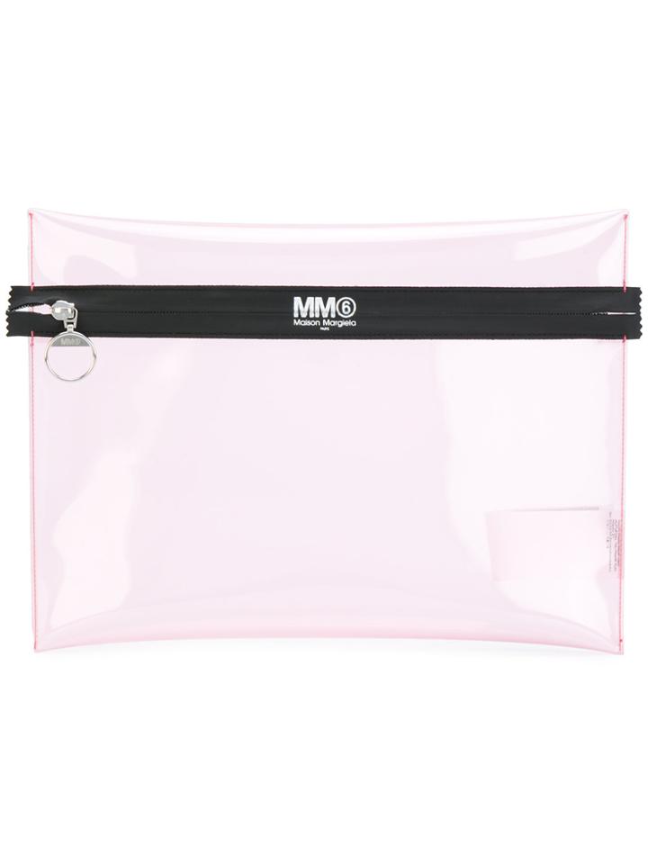 Mm6 Maison Margiela Logo Print Zipped Pouch - Pink & Purple