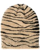 Ssheena Zebra Print Knitted Beanie - Brown