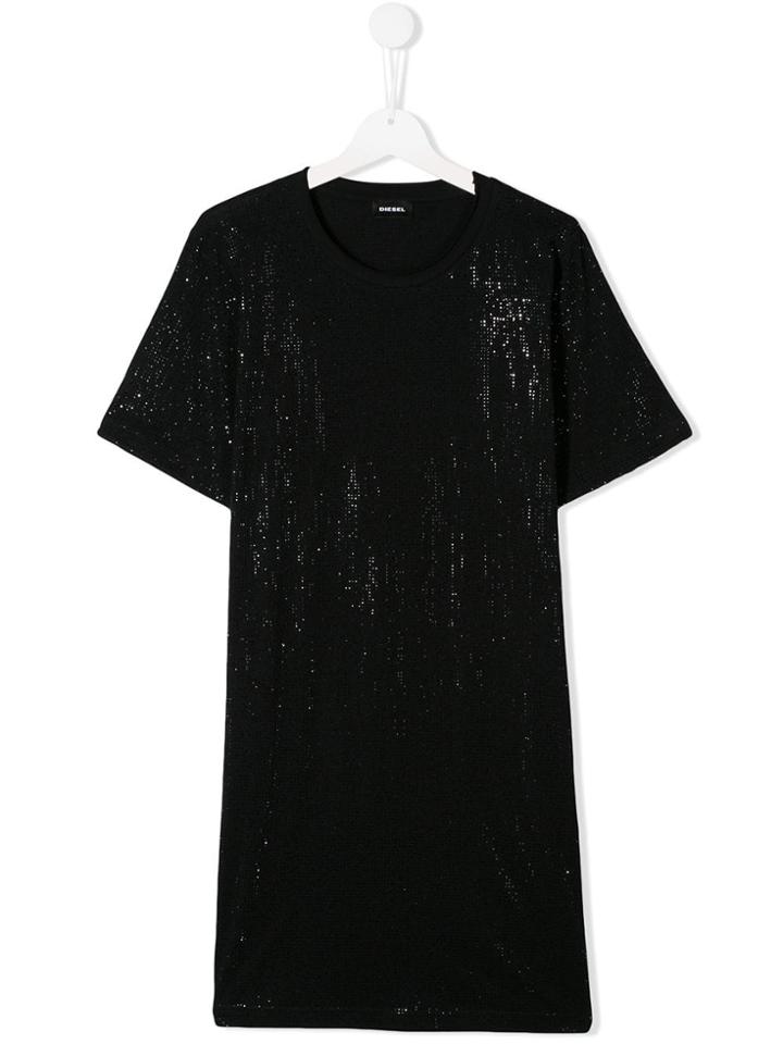 Diesel Kids Teen Embellished Dress - Black