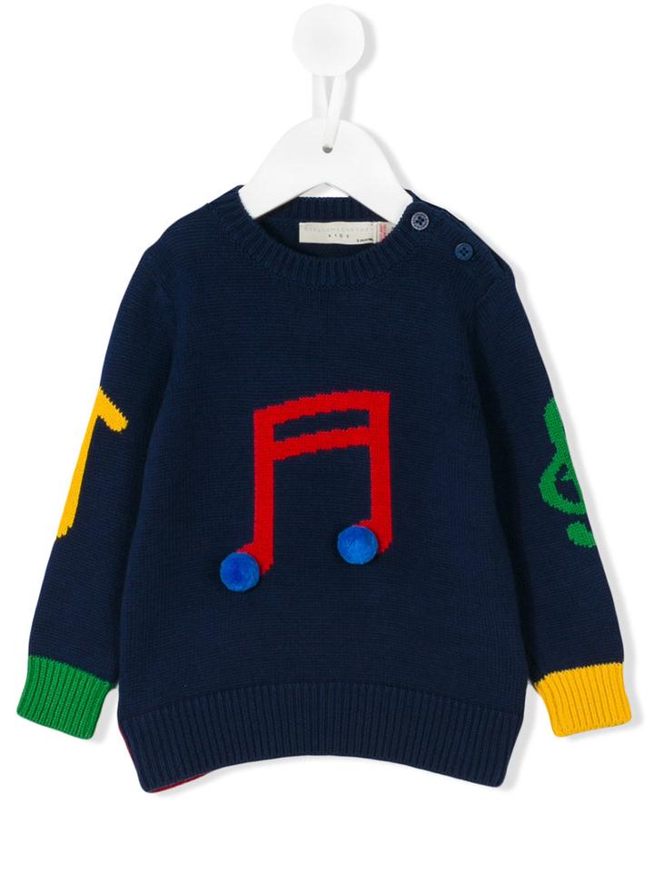 Stella Mccartney Kids - Music Note Intarsia Jumper - Kids - Cotton - 12 Mth, Blue