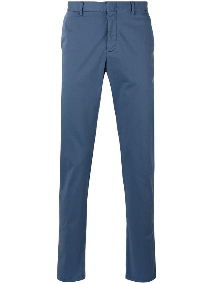 Z Zegna - Straight Leg Trousers - Men - Cotton/spandex/elastane - 54, Blue, Cotton/spandex/elastane