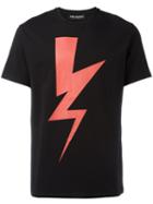 Neil Barrett Lightning Bolt T-shirt, Men's, Size: 52, Black, Cotton