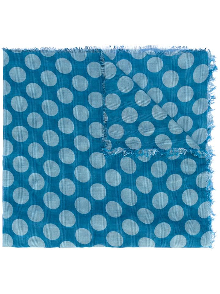Faliero Sarti - Polka-dot Scarf - Women - Silk/cotton/modal - One Size, Blue, Silk/cotton/modal