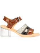 Mm6 Maison Margiela Block Heel Sandals, Women's, Size: 40.5, Brown, Leather/rubber
