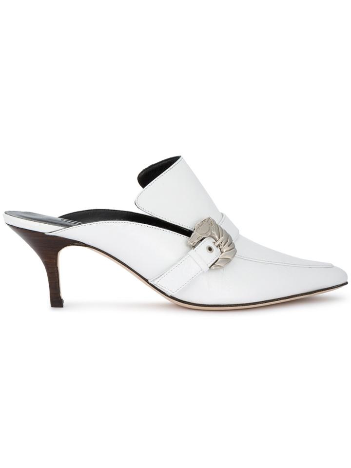 Dorateymur White Leather Cabriolet 75 Mules
