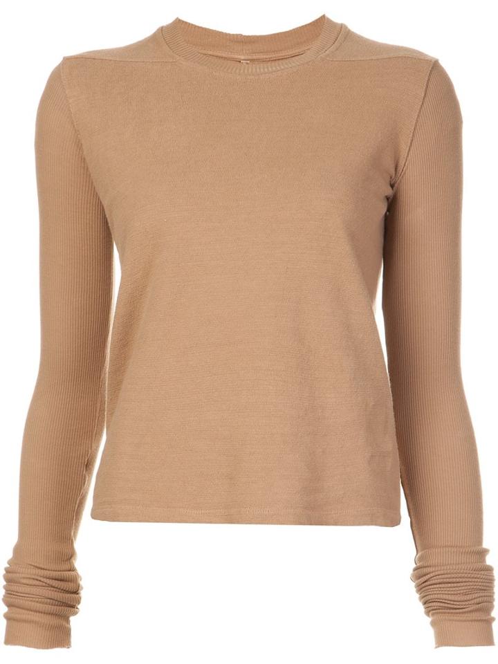 Rick Owens Drkshdw Longsleeved T-shirt, Women's, Size: Medium, Brown, Cotton
