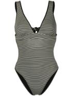 Marysia Striped V-neck Swimsuit - Black