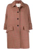 Mackintosh Humbie Shepherd Check Virgin Wool Cropped Sleeve Overcoat