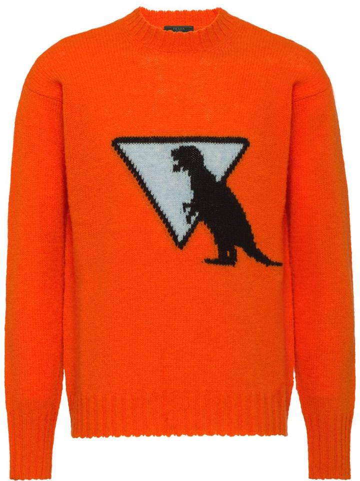 Prada Shetland Wool Crew-neck Sweater - Yellow & Orange