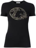 Versace Collection Embellished Logo T-shirt, Women's, Size: 42, Black, Viscose/spandex/elastane