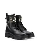 Florens Teen Embellished Ankle Strap Boots - Black