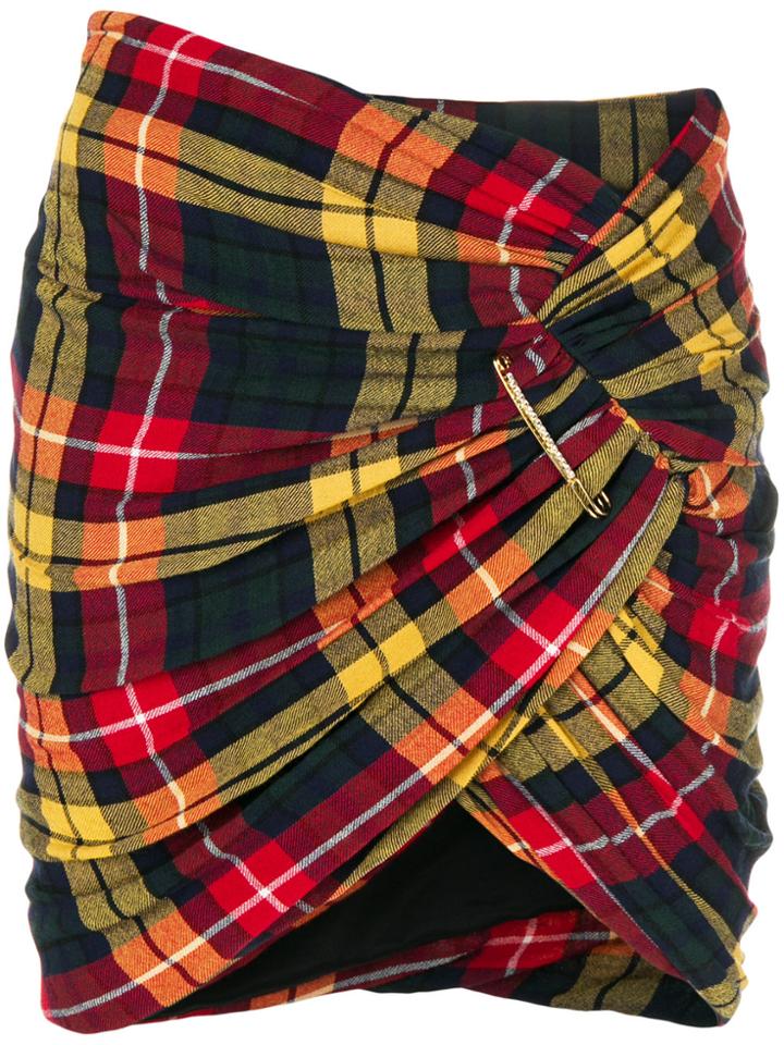 Alexandre Vauthier Plaid Twist Mini Skirt - Yellow & Orange