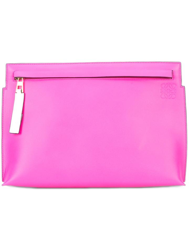 Loewe 't' Clutch - Pink & Purple