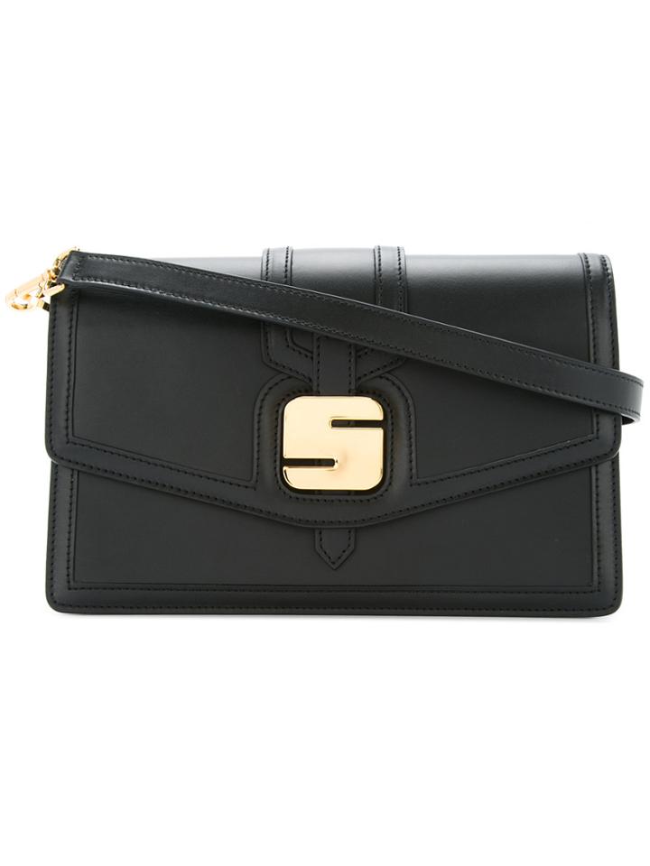 Serapian Metal Detail Shoulder Bag - Black